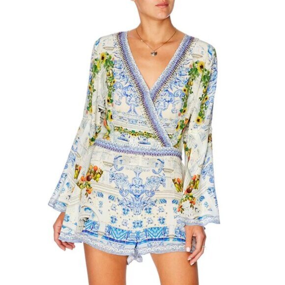 Camilla Come As You Are Bell Sleeve Playsuit Romper Small b87E - Picture 5 of 7